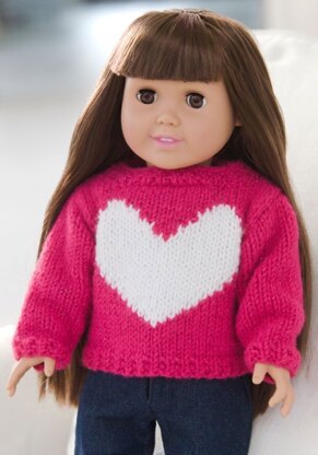 Love My Doll Sweater in Red Heart Shimmer Solids - LW2647