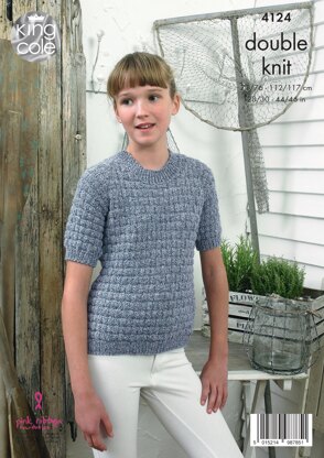 Basket Weave Raglan Sweater and Cardigan in King Cole Authentic DK - 4124 - Downloadable PDF