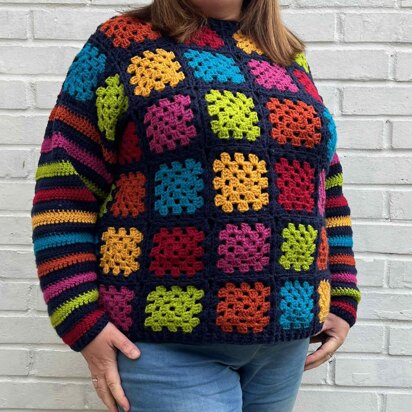 Rainbow granny square sweater