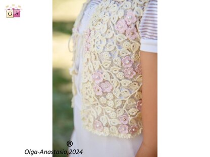 Sleeveless jacket Irish lace crochet