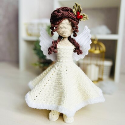 Angel doll clothes, crochet wings, crochet doll with clothes pattern, crochet doll dress, Christmas Angel outfit