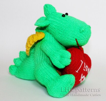 Denny Dragon Knitting Pattern, Knitted Dragon, Dinosaur Knitting Pattern