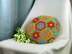 Multicolor round pillow with African Flowers