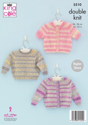 Cardigan and Sweater in King Cole Drifter For Baby - 5510 - Downloadable PDF