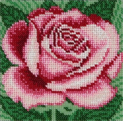 VDV Rose Beaded Printed Embroidery Kit - 12cm x 12cm