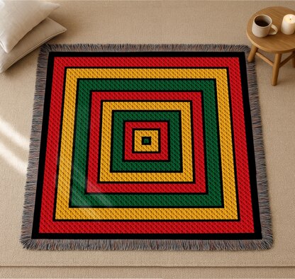 C2C CROCHET PATTERN Rasta Squares Blanket Wallhanging Rastafari Throw Intarsia Lapghan
