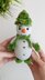 Crochet snowman in a Christmas tree hat amigurumi pattern