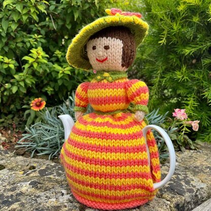 Edwardian Lady 4 Cup Teapot Cosy Knitting Pattern - Novelty Teapot Cosy Knitting Pattern