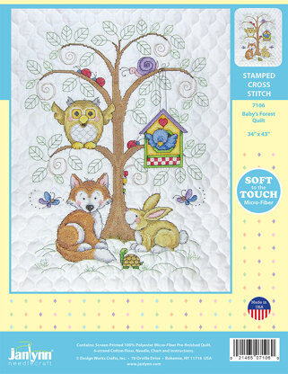 Design Works Baby's Forest Quilt Cross Stitch Kit - 34 x 43 Quilt