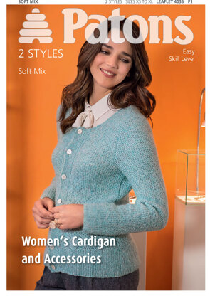 Women's Cardigan and Accessories in Patons Soft Mix - 4036