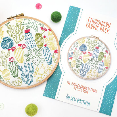 Oh Sew Bootiful Cactus Embroidery Pattern Fabric Pack