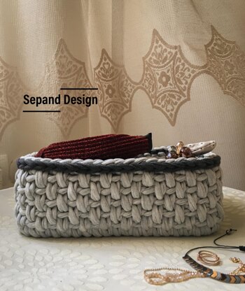 Recycled (t-shirt) yarn basket container-107
