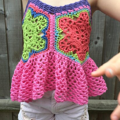 Colourful child's crochet top