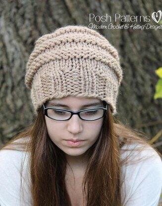 Beehive Slouchy Hat Knitting Pattern 242