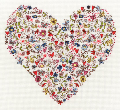 Bothy Threads Love Heart Cross Stitch Kit - 26cm x 24cm