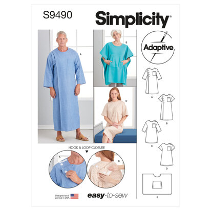 Simplicity Unisex Recovery Gowns and Bed Robe S9490 - Sewing Pattern