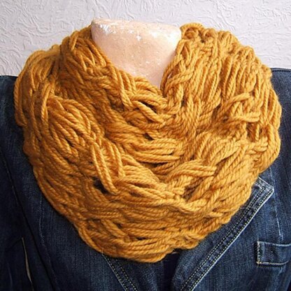 Criss Cross Ripple Scarf with Cowl Necktie , Beanie Hat and Fingerless Mittens