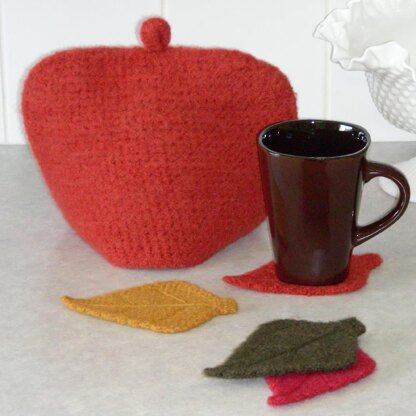 Felted Tea Cozy and Leaf Coasters