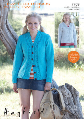 Sweater & Cardigan in Hayfield Aran Tweed - 7709 - Downloadable PDF