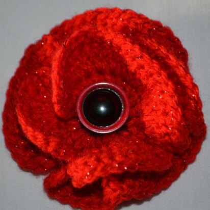 Crochet Poppy Brooch