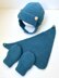 Pattern: baby set knitted aviator hat, mittens and bandana scarf