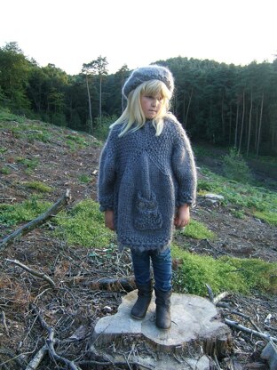 Child/Adult Rustic Owl Smock Sweater with Beret