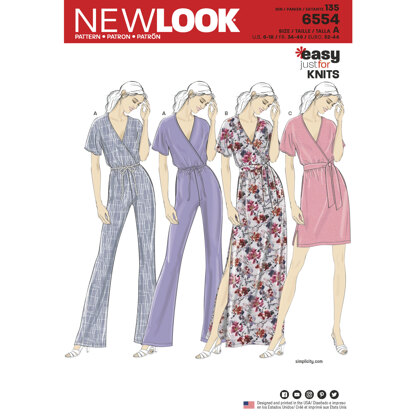 New Look 6554 Women's Knit Jumpsuit and Dresses 6554 - Paper Pattern, Size A (6-8-10-12-14-16-18)
