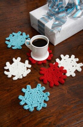 Snowflake Coasters in Red Heart Super Saver Economy Solids - LW3708