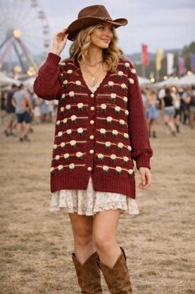 Rose Garden cardigan crochet pattern 3D stitch