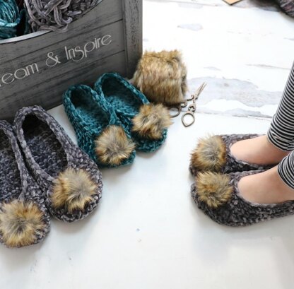 Velvet pom hot sale pom slippers