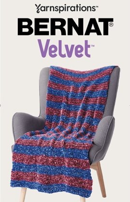Crochet Striped Afghan in Bernat Velvet - Downloadable PDF