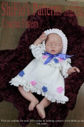 Crochet Pattern baby dress & hat UK & USA Terms # 135