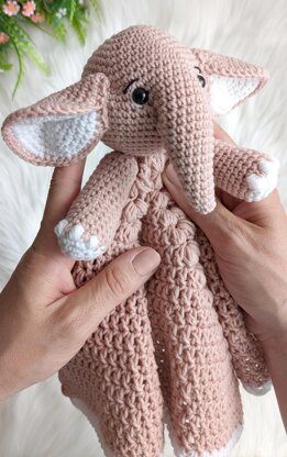 Crochet elephant lovey pattern, crochet baby security blanket