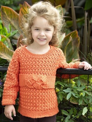 Child's Friendship Knot Sweater in Red Heart Soft Solids - WR1980