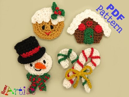 Christmas set 3 crochet applique pattern