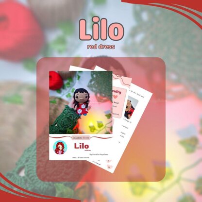 🌺 Lilo-Inspired Amigurumi Pattern (Red Dress) – Digital PDF 🧶
