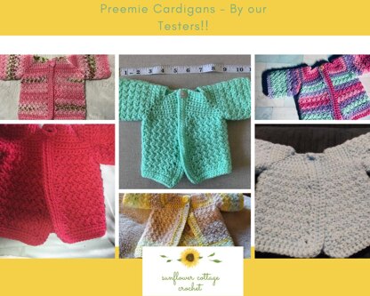 Preemie Cardigan Crochet pattern by Sunflower Cottage Crochet