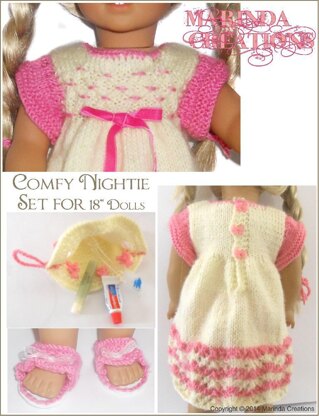 Comfy nightie set for american girl , gotz and other 18'' dolls