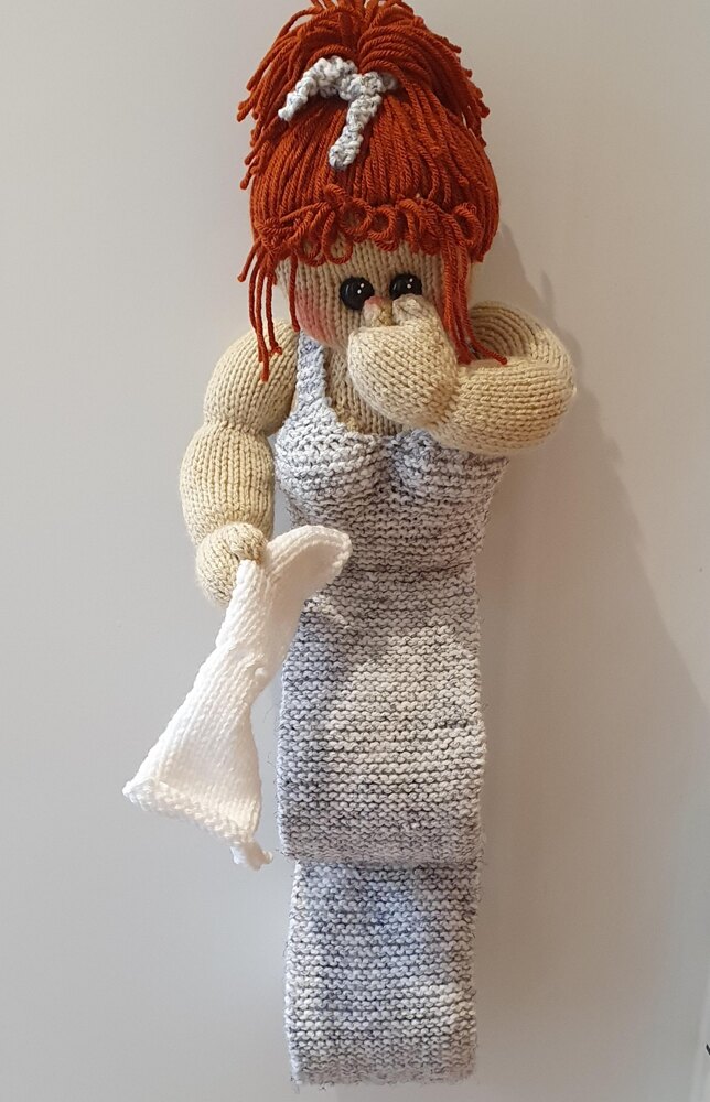 Knitted toilet best sale roll doll