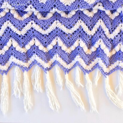 Crochet Purple & Puff Chevron Blanket