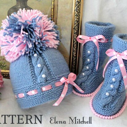 Knitted Baby Hat and Knitted Baby Booties