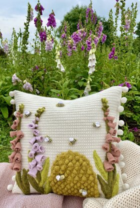 Foxgloves and Bees cushion