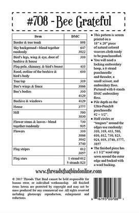 Threads That Bind Bee Grateful with Printed Weaver's Cloth - TTB708 - Leaflet