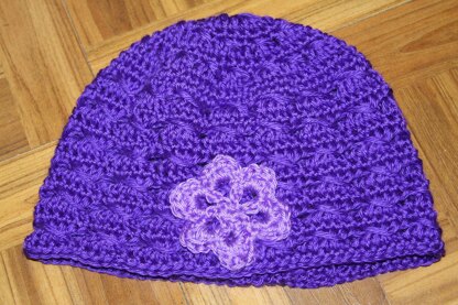 Long Double Crochet Hat with Flower