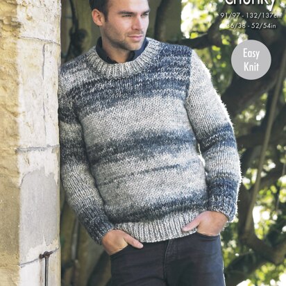 Waistcoat & Round Neck Sweater in King Cole Super Chunky - 4293 - Downloadable PDF