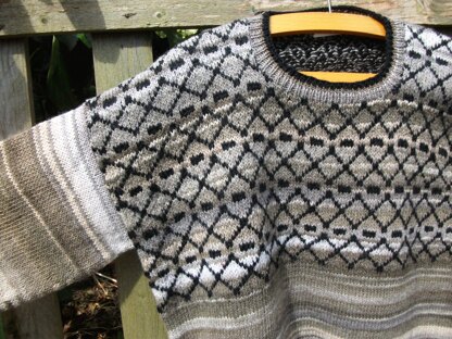 Man's Crew Neck Sweater with Stranded Colourwork Yoke