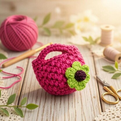 Crochet Mini Bag Keychain Pattern Pdf + Video Tutorials