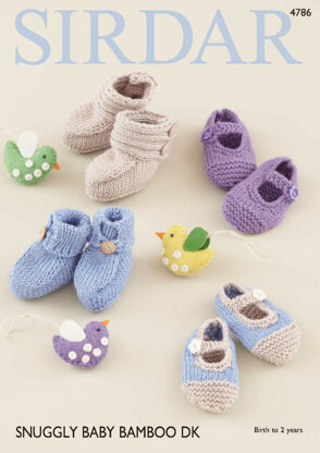 Baby Bootees and Shoes in Sirdar Snuggly Baby Bamboo DK - 4786 - Downloadable PDF
