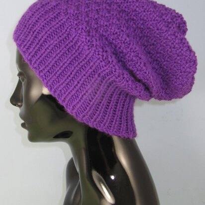 Chunky 2 Stitch Check Slouch Hat