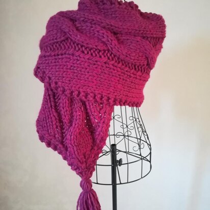 Chunky Cable Bordeaux Scarf / Echarpe Torsade